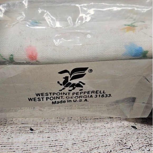 Lady Pepperell No-Iron Muslin White/Floral Twin Fitted Sheet NOS - Picture 5 of 5